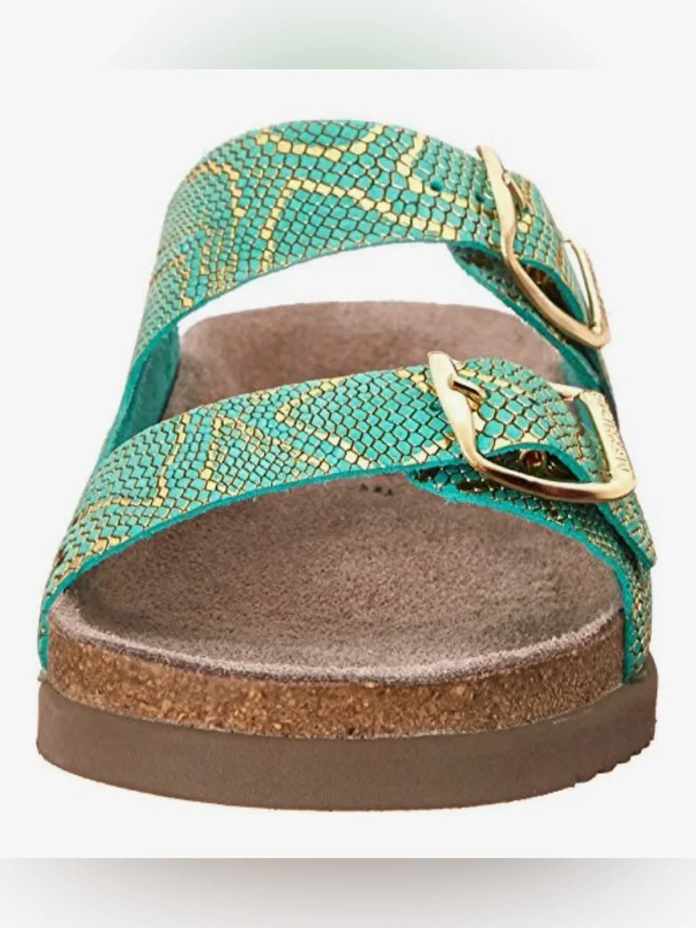 Mephisto Harmony Slip On Dual Buckle Strap Mint Nairobi Gold Slide Sandals Sz 37